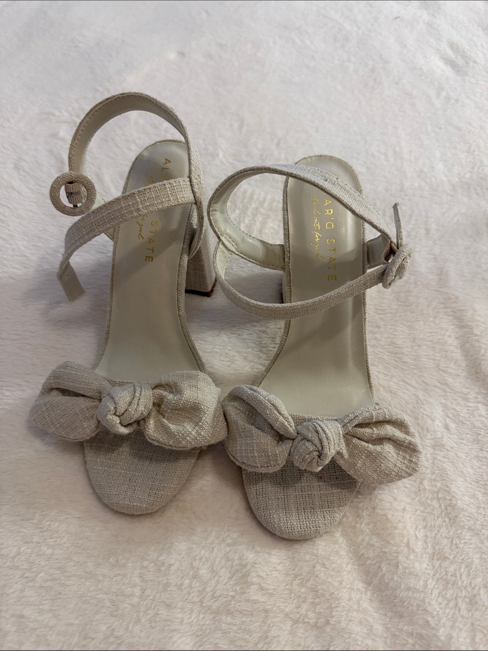 Altar'd State Beige Knot Front Ankle-Strap Heels - Picture 2 of 4